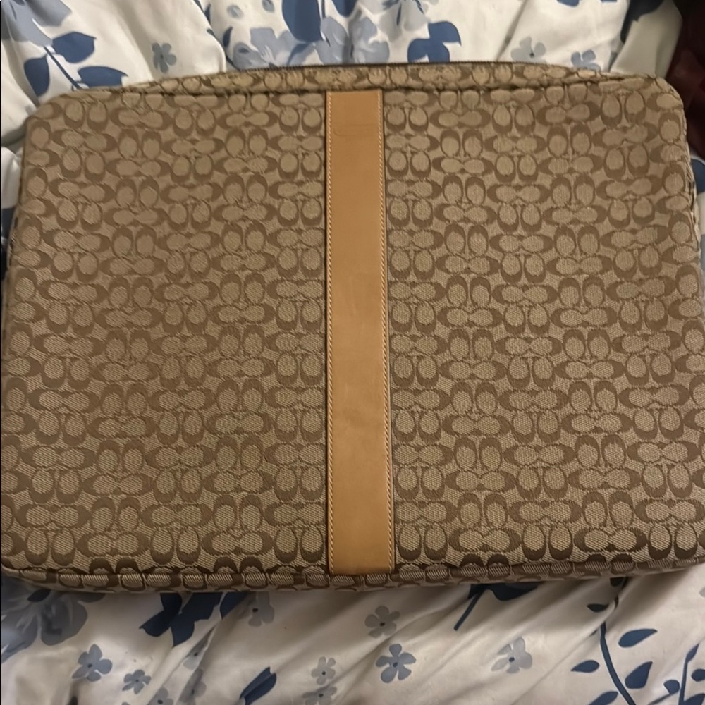 Coach Tan Laptop Bag with Signature Monogram